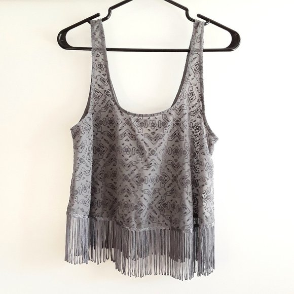 Hollister Burnout Boho Fringe Tank Top - Picture 1 of 8